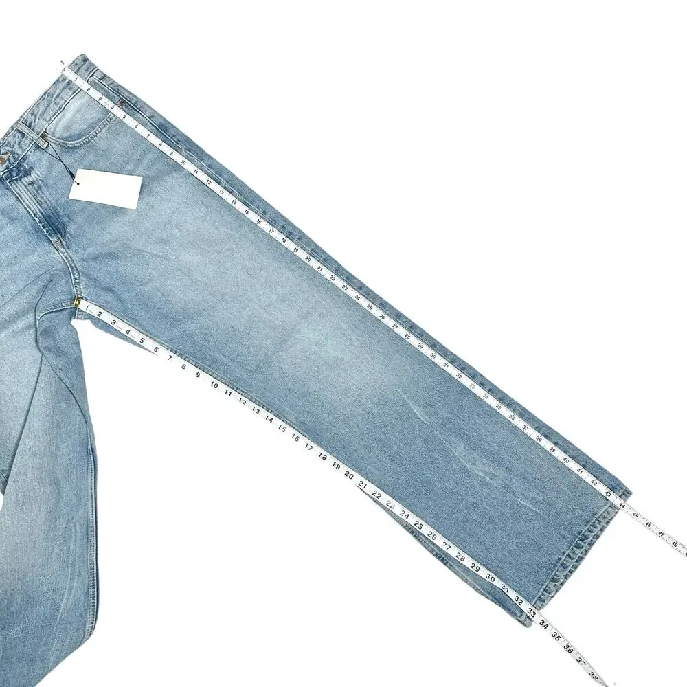 Zara | Women | Wide Leg Mid Rise Full Length Distressed Denim Jeans | Sz 12